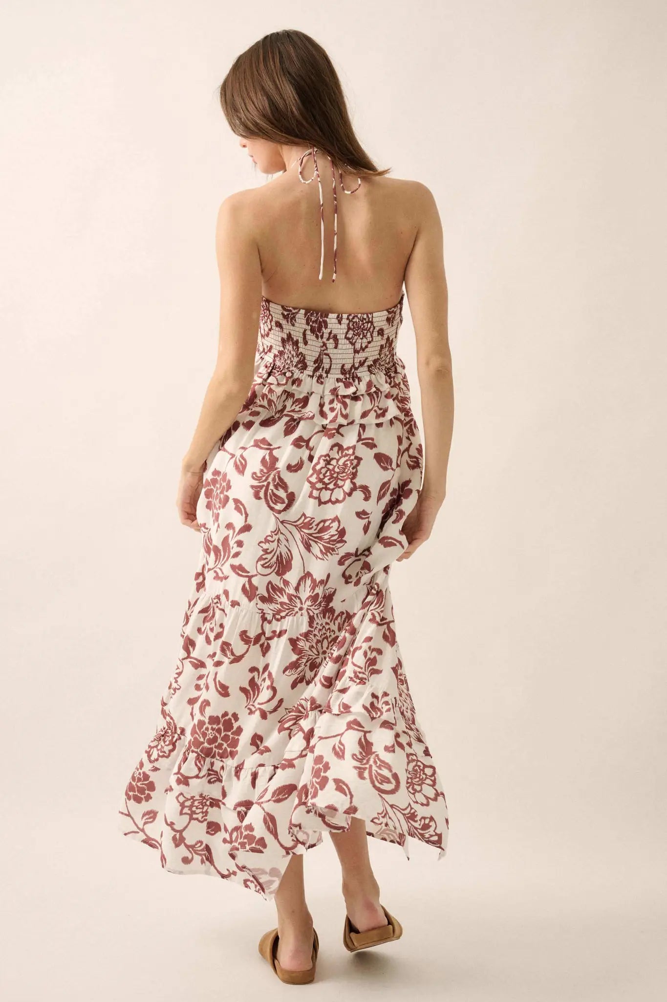 Way to Grow Floral Ruffled Halter Maxi Dress - ShopPromesa