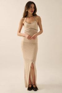Endless Coastline Crochet Knit Halter Maxi Dress - ShopPromesa