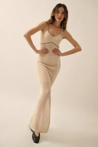 Endless Coastline Crochet Knit Halter Maxi Dress - ShopPromesa