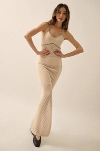 Endless Coastline Crochet Knit Halter Maxi Dress - ShopPromesa