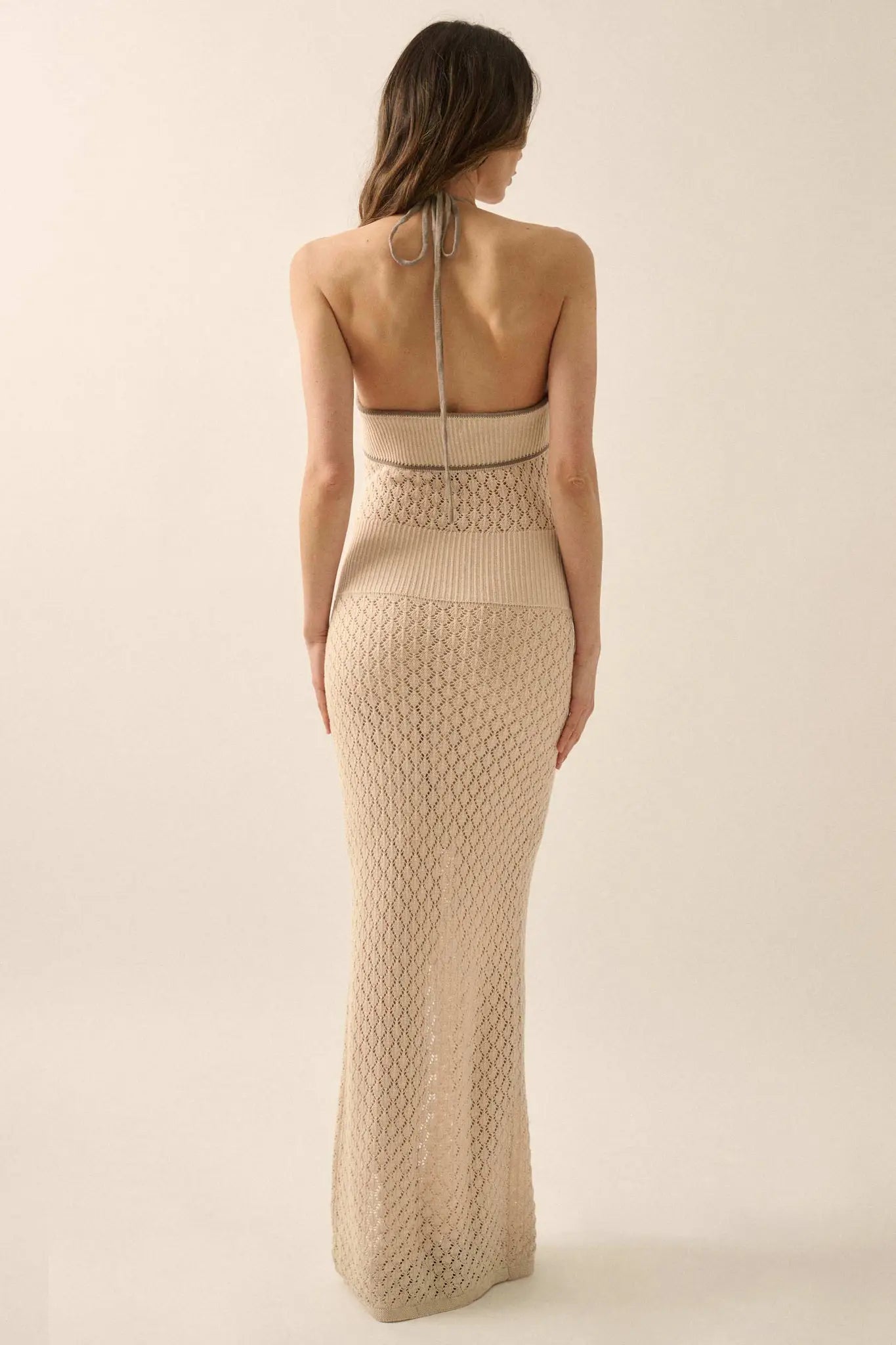 Endless Coastline Crochet Knit Halter Maxi Dress - ShopPromesa