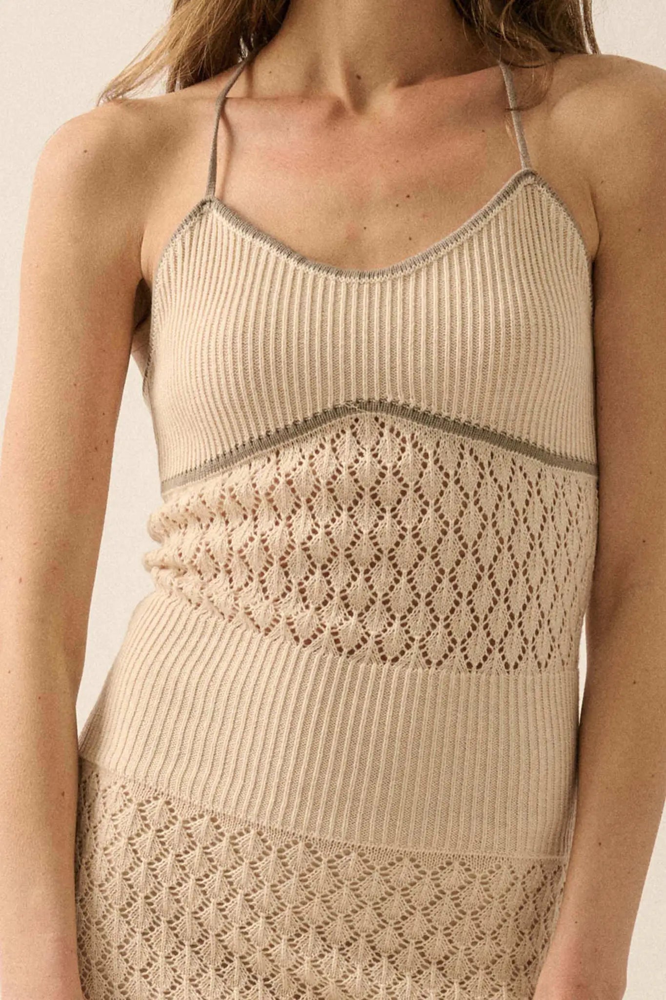 Endless Coastline Crochet Knit Halter Maxi Dress - ShopPromesa