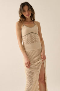 Endless Coastline Crochet Knit Halter Maxi Dress - ShopPromesa