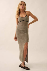 Endless Coastline Crochet Knit Halter Maxi Dress - ShopPromesa