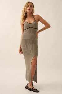 Endless Coastline Crochet Knit Halter Maxi Dress - ShopPromesa
