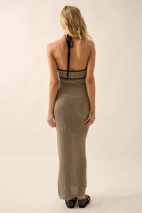 Endless Coastline Crochet Knit Halter Maxi Dress - ShopPromesa