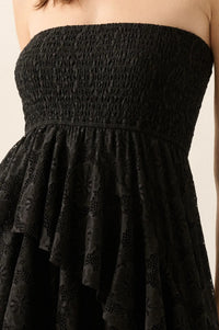 Ever After Asymmetrical Lace Strapless Maxi Dress - ShopPromesa