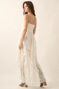 Ever After Asymmetrical Lace Strapless Maxi Dress - ShopPromesa