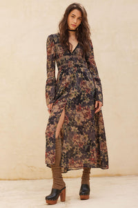 Boho Blossoms Floral Bell-Sleeve Midi Dress - ShopPromesa