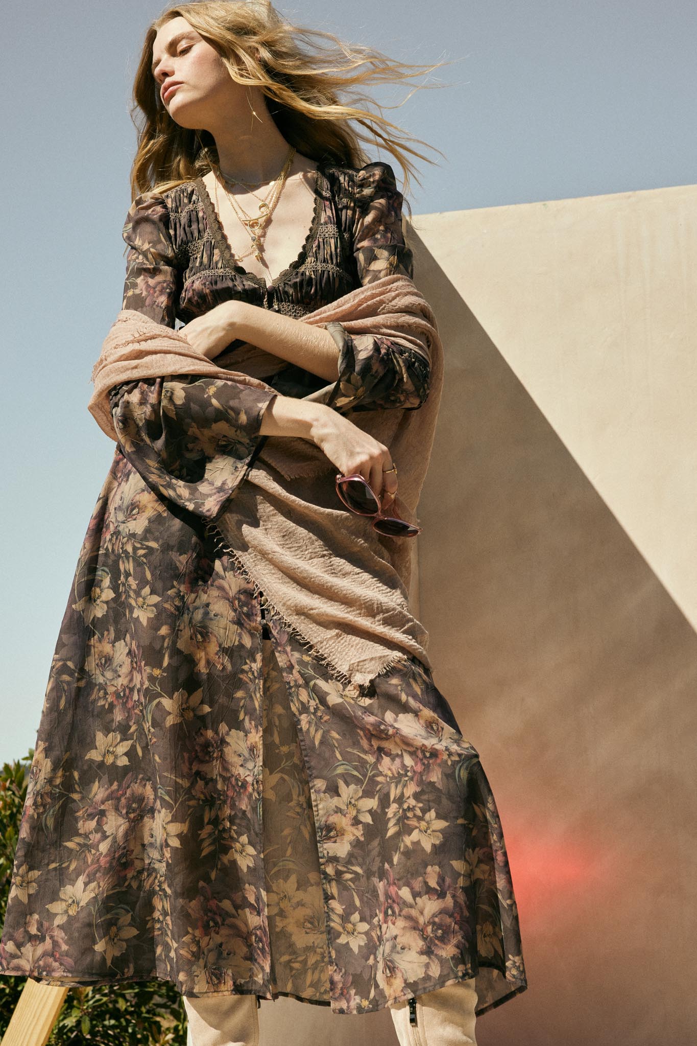 Boho Blossoms Floral Bell-Sleeve Midi Dress - ShopPromesa