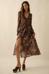 Boho Blossoms Floral Bell-Sleeve Midi Dress - ShopPromesa