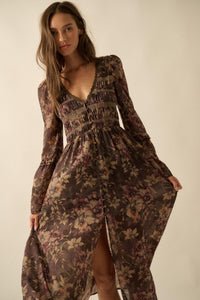 Boho Blossoms Floral Bell-Sleeve Midi Dress - ShopPromesa