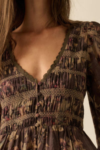 Boho Blossoms Floral Bell-Sleeve Midi Dress - ShopPromesa