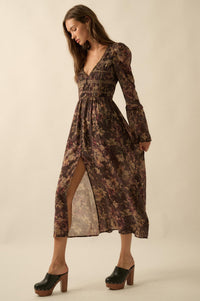 Boho Blossoms Floral Bell-Sleeve Midi Dress - ShopPromesa