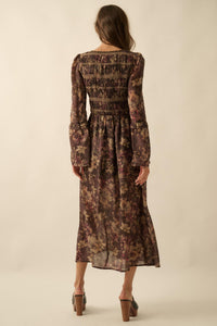 Boho Blossoms Floral Bell-Sleeve Midi Dress - ShopPromesa