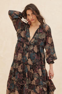 Potpourri Grove Tiered Floral Midi Prairie Dress - ShopPromesa
