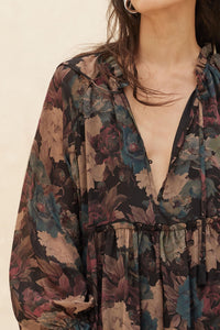 Potpourri Grove Tiered Floral Midi Prairie Dress - ShopPromesa