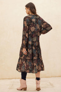 Potpourri Grove Tiered Floral Midi Prairie Dress - ShopPromesa
