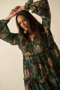 Potpourri Grove Tiered Floral Midi Prairie Dress - ShopPromesa