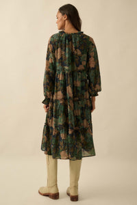 Potpourri Grove Tiered Floral Midi Prairie Dress - ShopPromesa