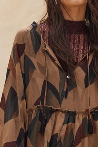 Modern Vintage Abstract-Print Midi Prairie Dress - ShopPromesa