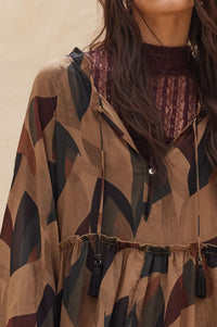 Modern Vintage Abstract-Print Midi Prairie Dress - ShopPromesa