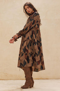 Modern Vintage Abstract-Print Midi Prairie Dress - ShopPromesa