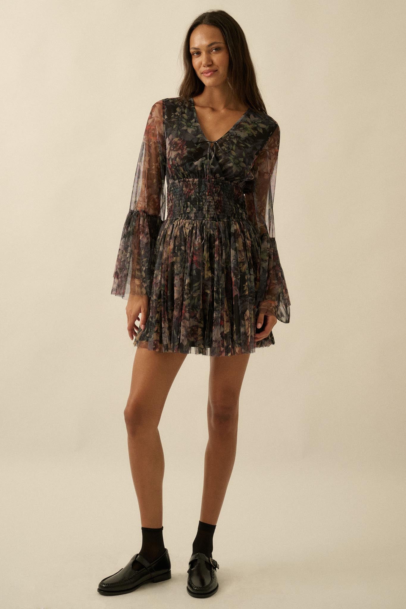 Pure Bliss Layered Floral Tulle Pleated Mini Dress - ShopPromesa