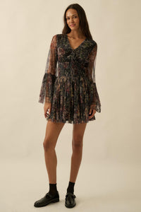 Pure Bliss Layered Floral Tulle Pleated Mini Dress - ShopPromesa