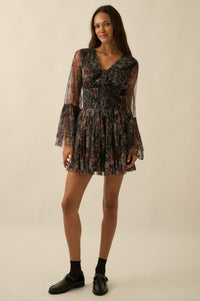 Pure Bliss Layered Floral Tulle Pleated Mini Dress - ShopPromesa