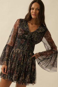 Pure Bliss Layered Floral Tulle Pleated Mini Dress - ShopPromesa