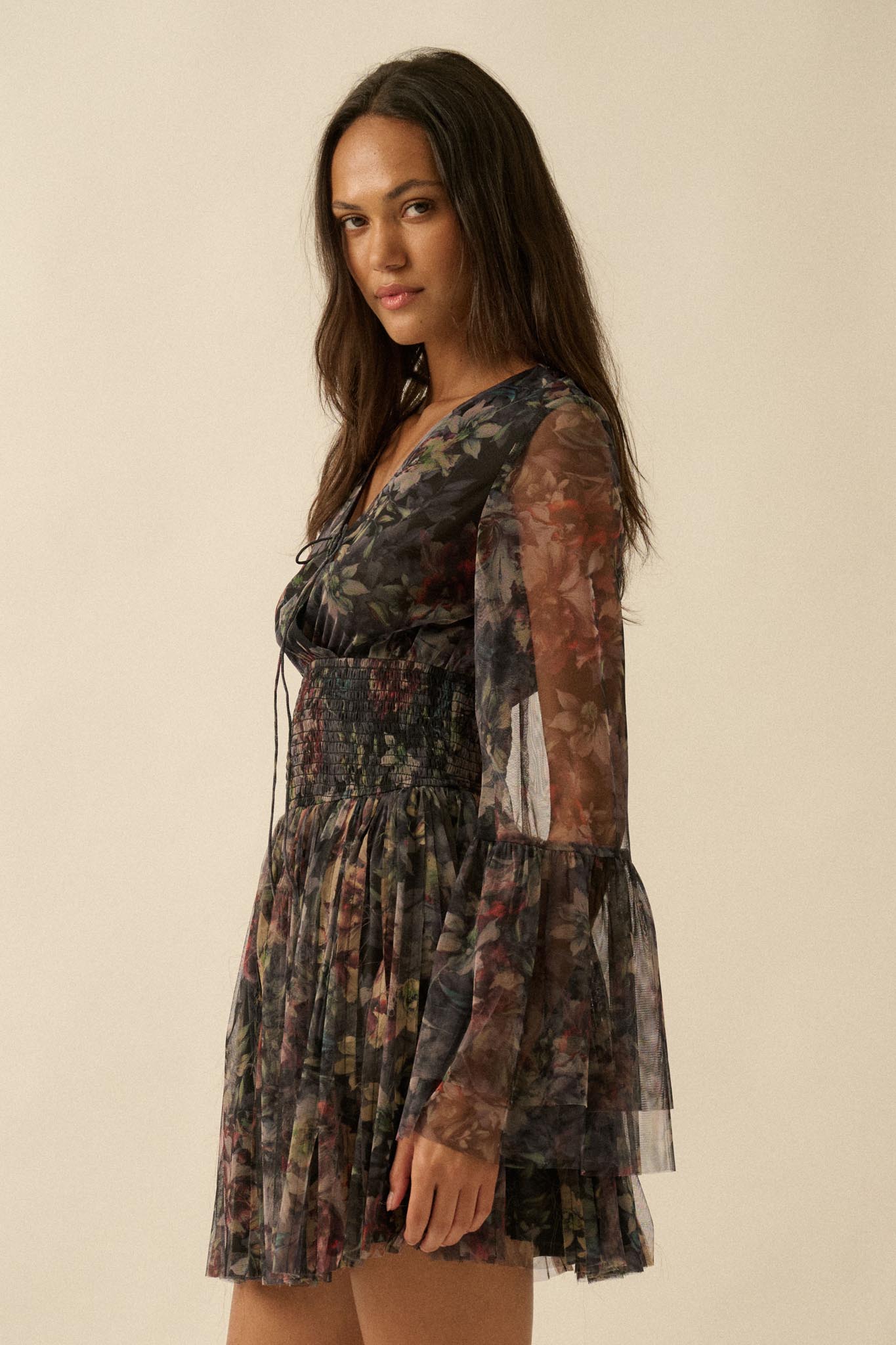 Pure Bliss Layered Floral Tulle Pleated Mini Dress - ShopPromesa