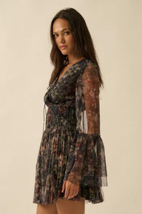 Pure Bliss Layered Floral Tulle Pleated Mini Dress - ShopPromesa