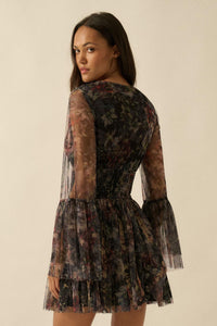 Pure Bliss Layered Floral Tulle Pleated Mini Dress - ShopPromesa