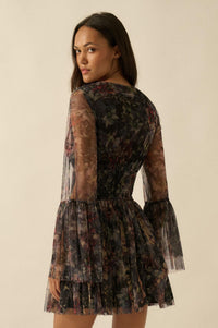 Pure Bliss Layered Floral Tulle Pleated Mini Dress - ShopPromesa
