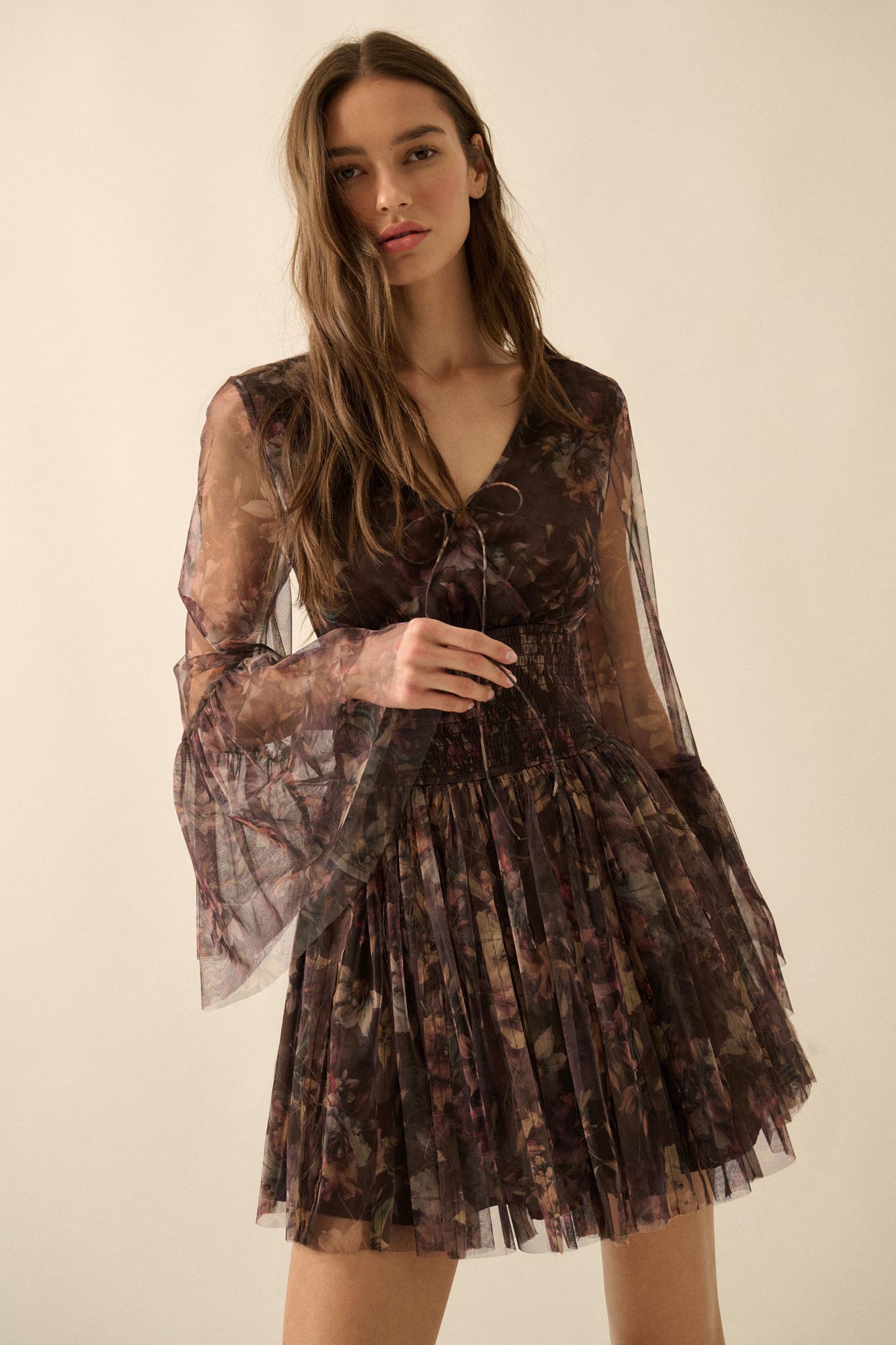 Pure Bliss Layered Floral Tulle Pleated Mini Dress - ShopPromesa