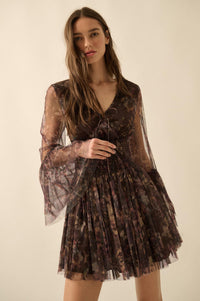 Pure Bliss Layered Floral Tulle Pleated Mini Dress - ShopPromesa