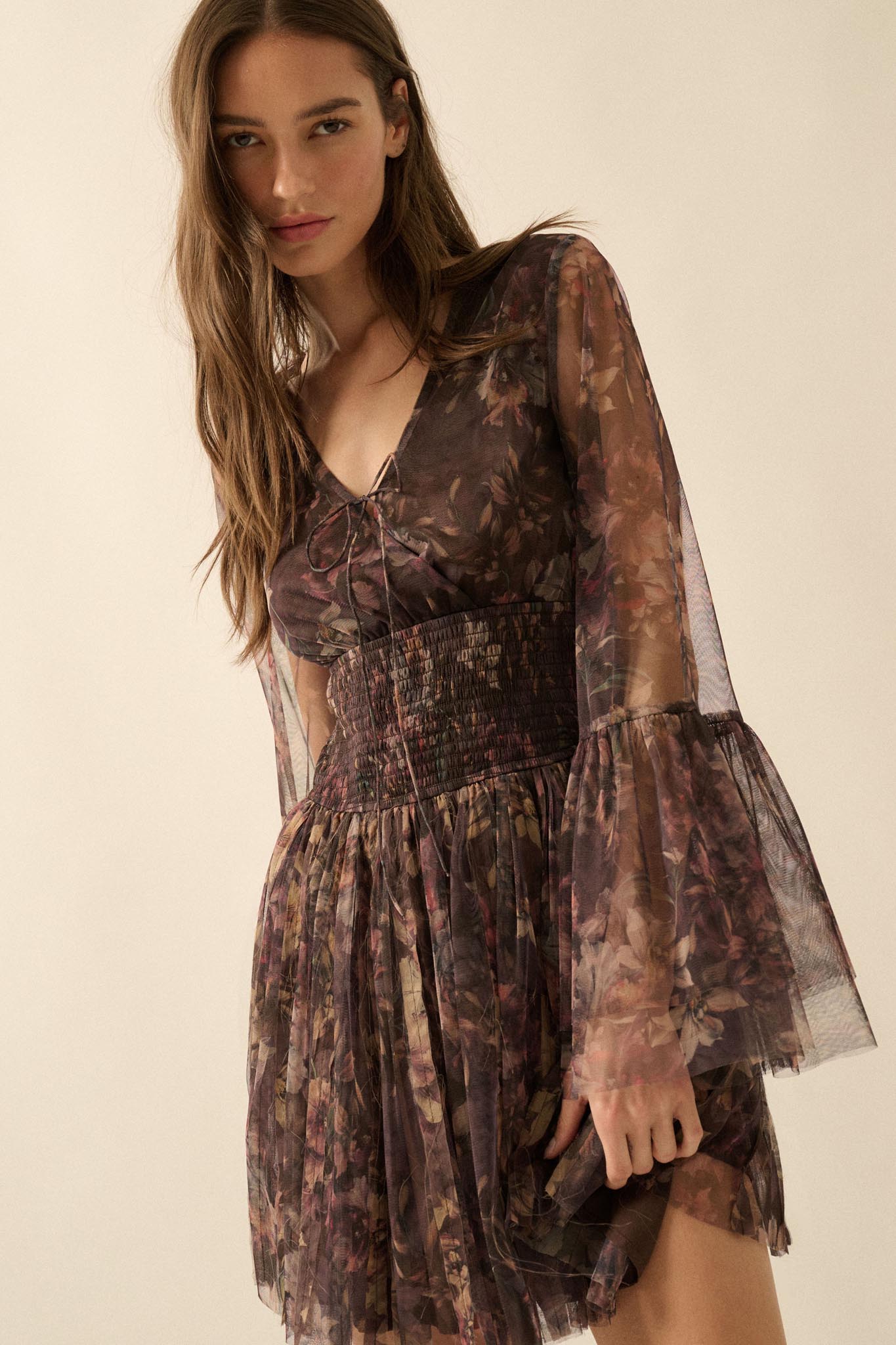 Pure Bliss Layered Floral Tulle Pleated Mini Dress - ShopPromesa