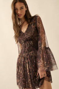 Pure Bliss Layered Floral Tulle Pleated Mini Dress - ShopPromesa