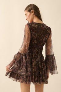 Pure Bliss Layered Floral Tulle Pleated Mini Dress - ShopPromesa