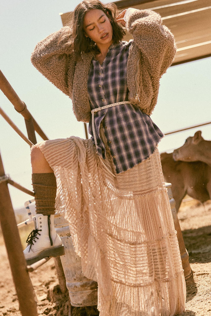 Back Roads Plaid Flannel Raw-Edge Mini Shirt Dress - ShopPromesa