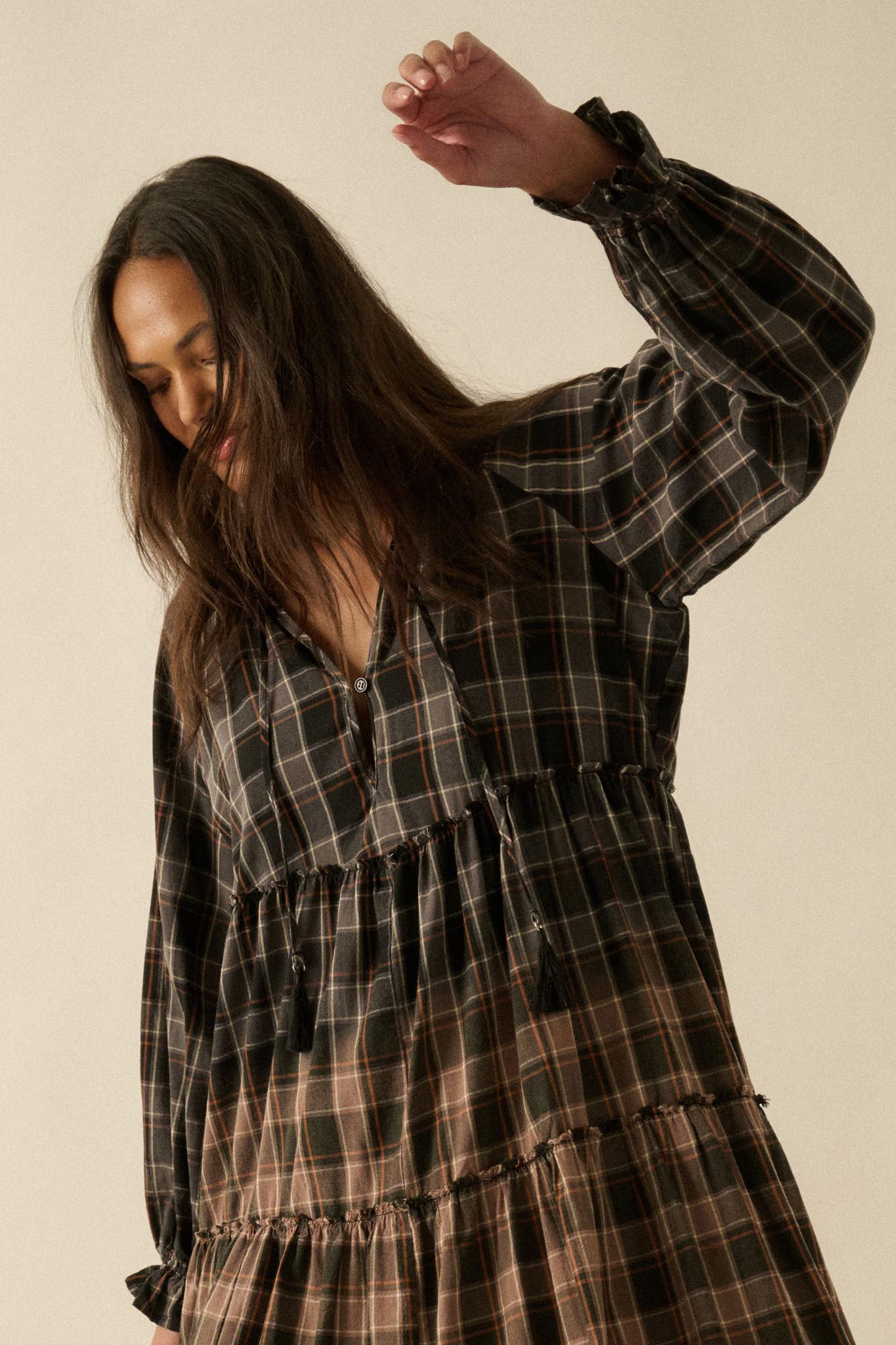 Truly Tartan Tiered Plaid Midi Prairie Dress - ShopPromesa