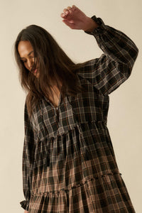Truly Tartan Tiered Plaid Midi Prairie Dress - ShopPromesa