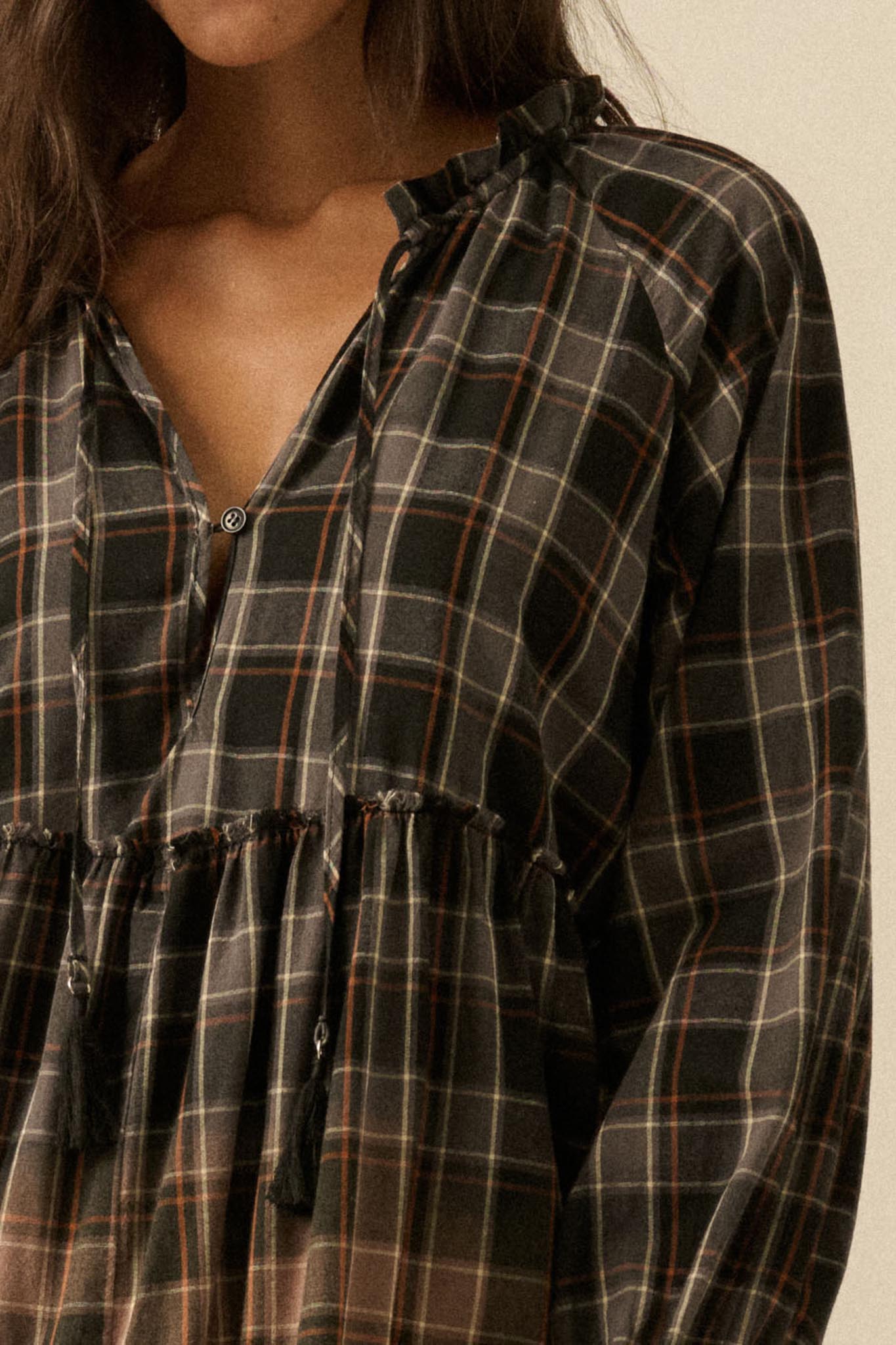 Truly Tartan Tiered Plaid Midi Prairie Dress - ShopPromesa