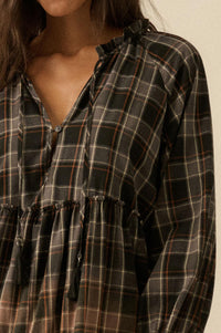 Truly Tartan Tiered Plaid Midi Prairie Dress - ShopPromesa