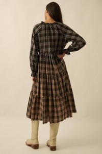 Truly Tartan Tiered Plaid Midi Prairie Dress - ShopPromesa