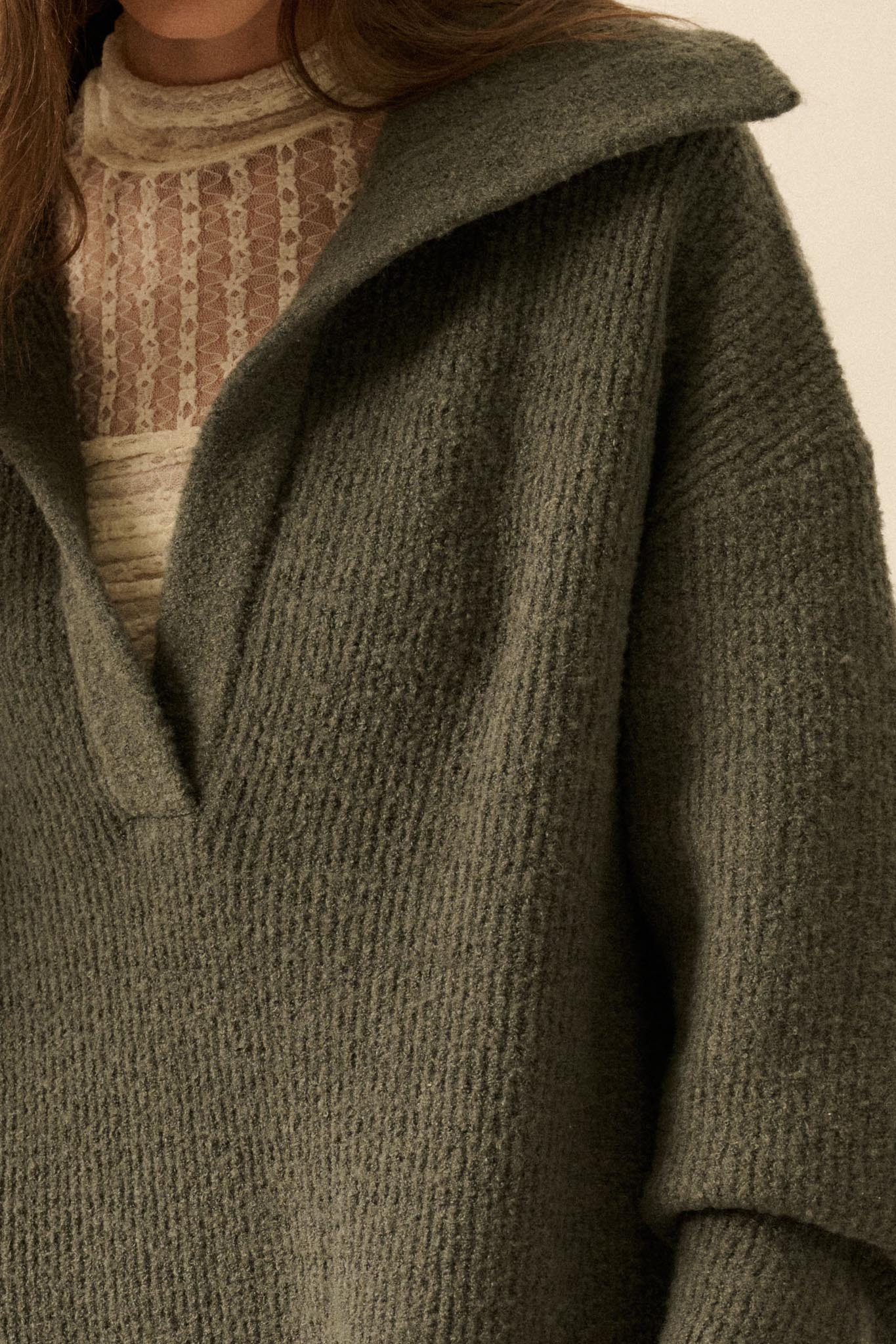 Warm It Up Collared Split-Neck Mini Sweater Dress - ShopPromesa