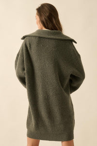 Warm It Up Collared Split-Neck Mini Sweater Dress - ShopPromesa