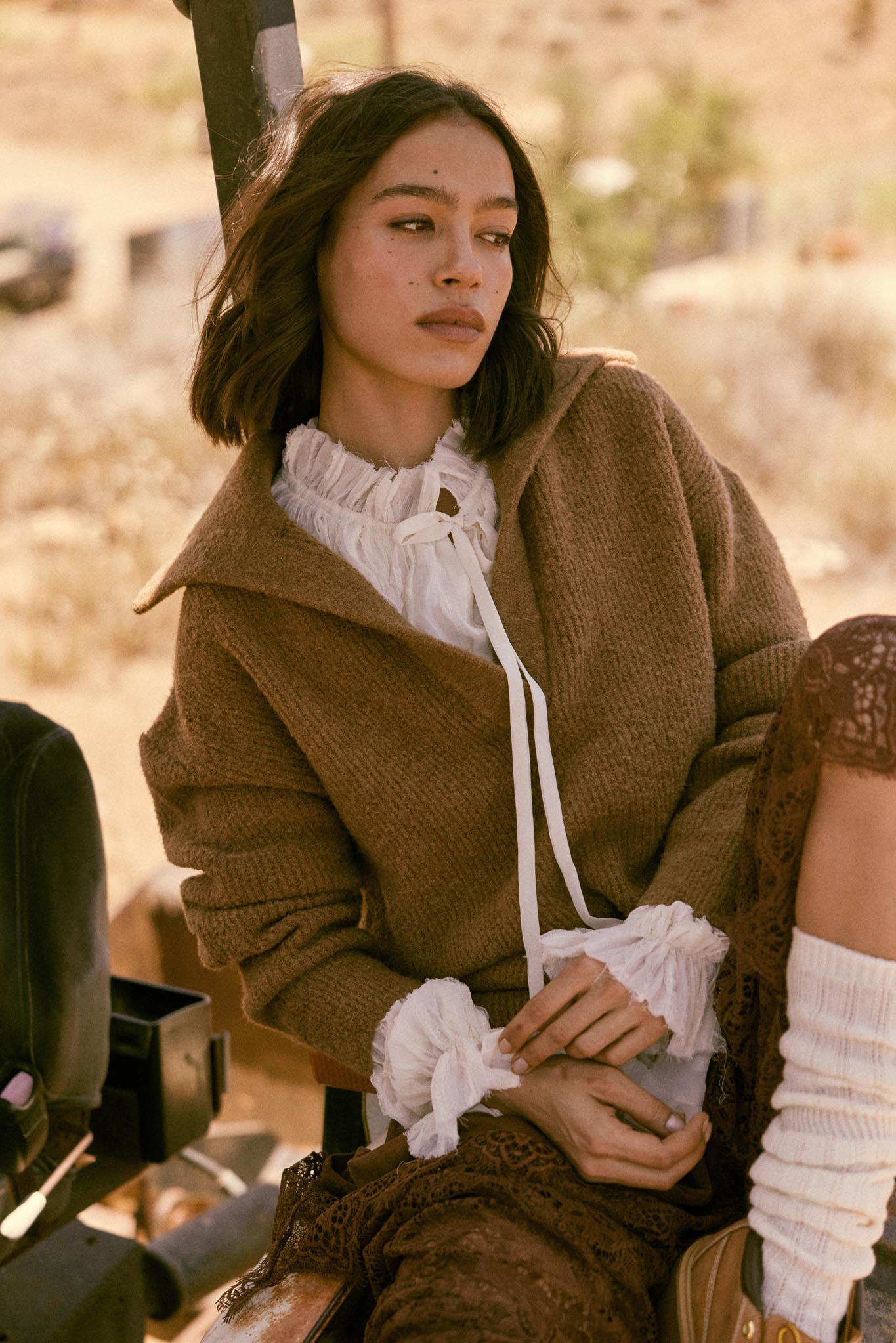 Warm It Up Collared Split-Neck Mini Sweater Dress - ShopPromesa