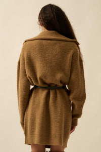 Warm It Up Collared Split-Neck Mini Sweater Dress - ShopPromesa